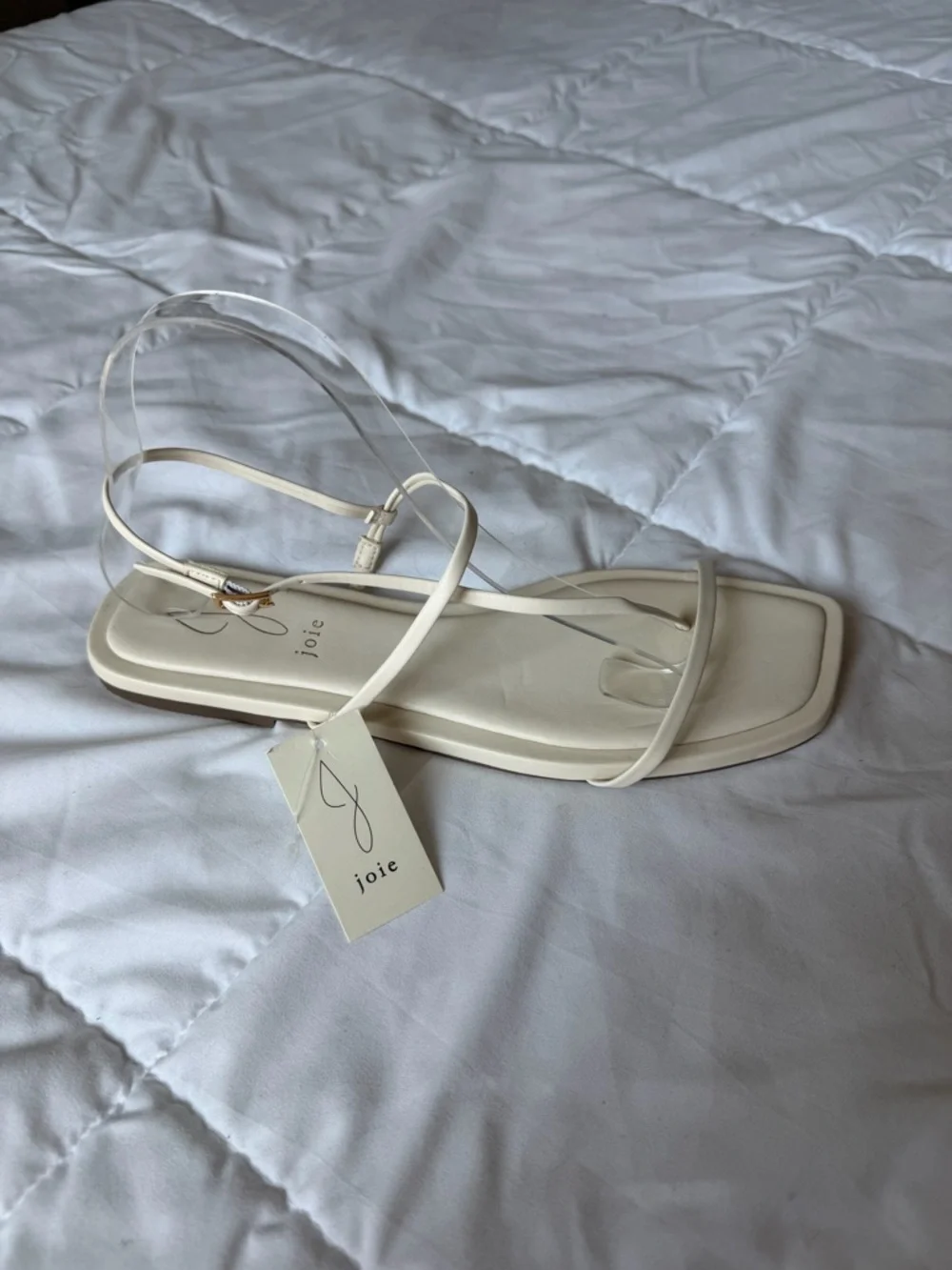 Joie Vida Ecru Cream Strappy Leather Flat Sandals NWT Off White Flip Flops - Picture 2 of 7